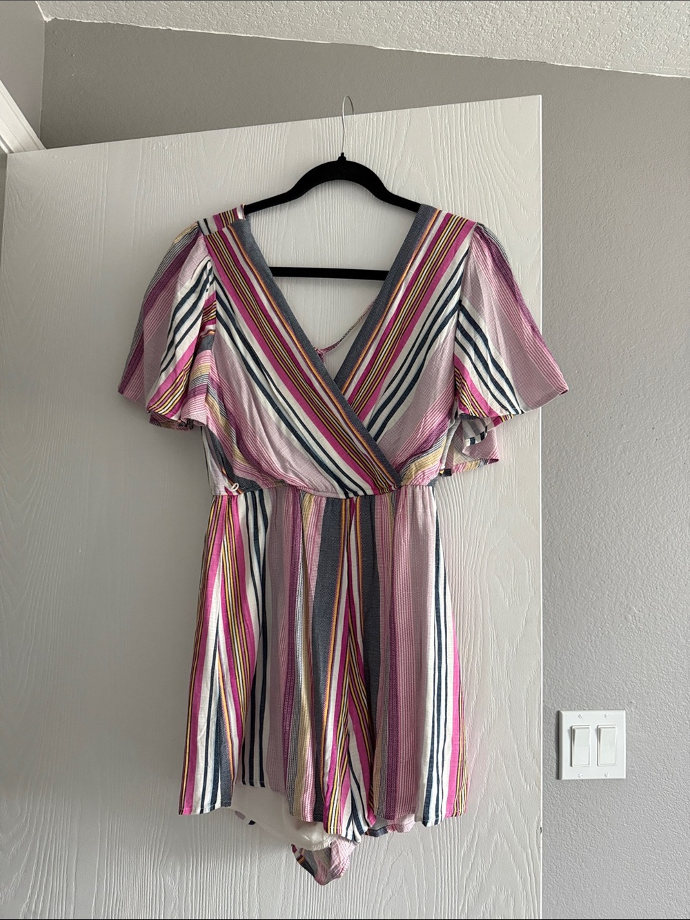 Striped Pink Multi V-Neck Romper